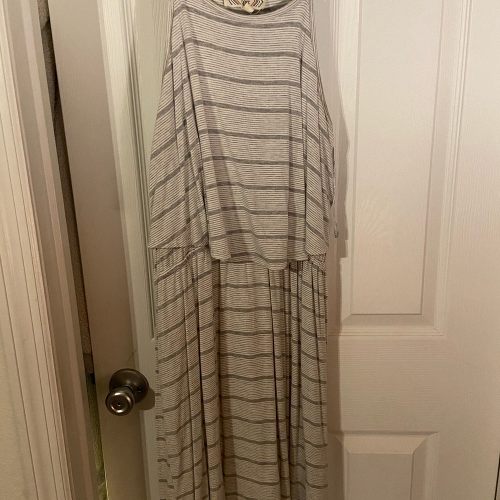 Gray and white striped dress